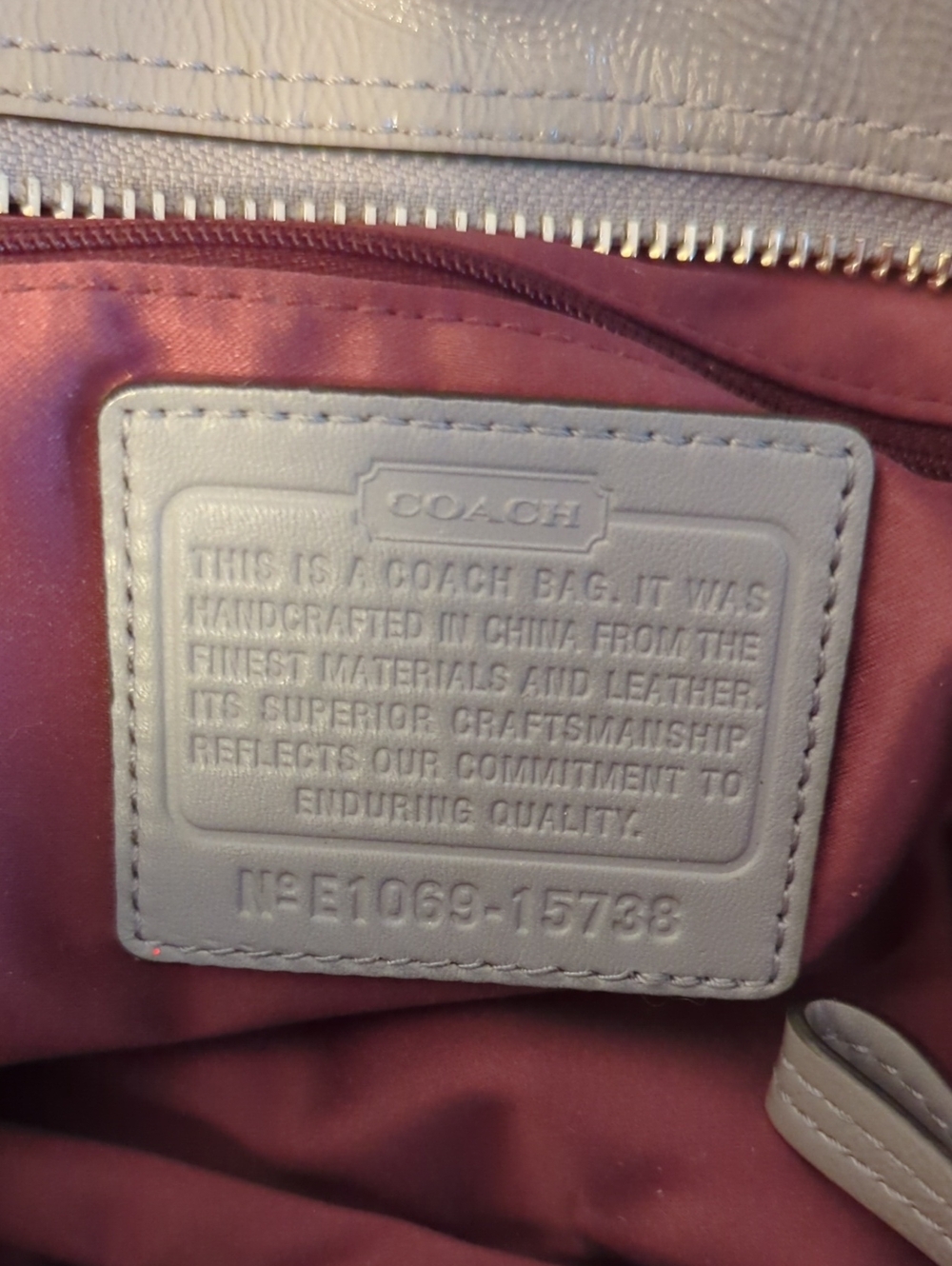 Coach Tote Bag in Silver Patent Leather - Picture 6 of 10
